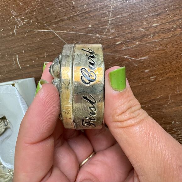 Vintage Silver Boby Fork & Spoon Velvet lined first Curl & First tooth keepsakes - Picture 6 of 7